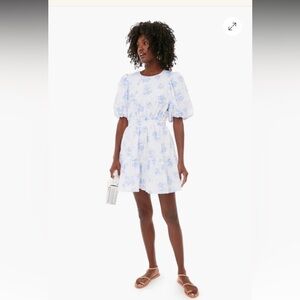 HYACINTH HOUSE Blue Chintz Terry Mini Dress Large Romantic Party